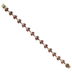 Marquise Ruby and Diamond Bracelet in Yellow Gold