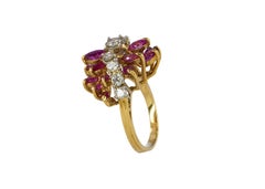 Marquise Ruby and Diamond Cluster Cocktail Ring
