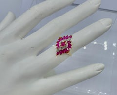 Marquise Ruby Diamond Waterfall Ballerina Ring Retro Cocktail Fashion Gold