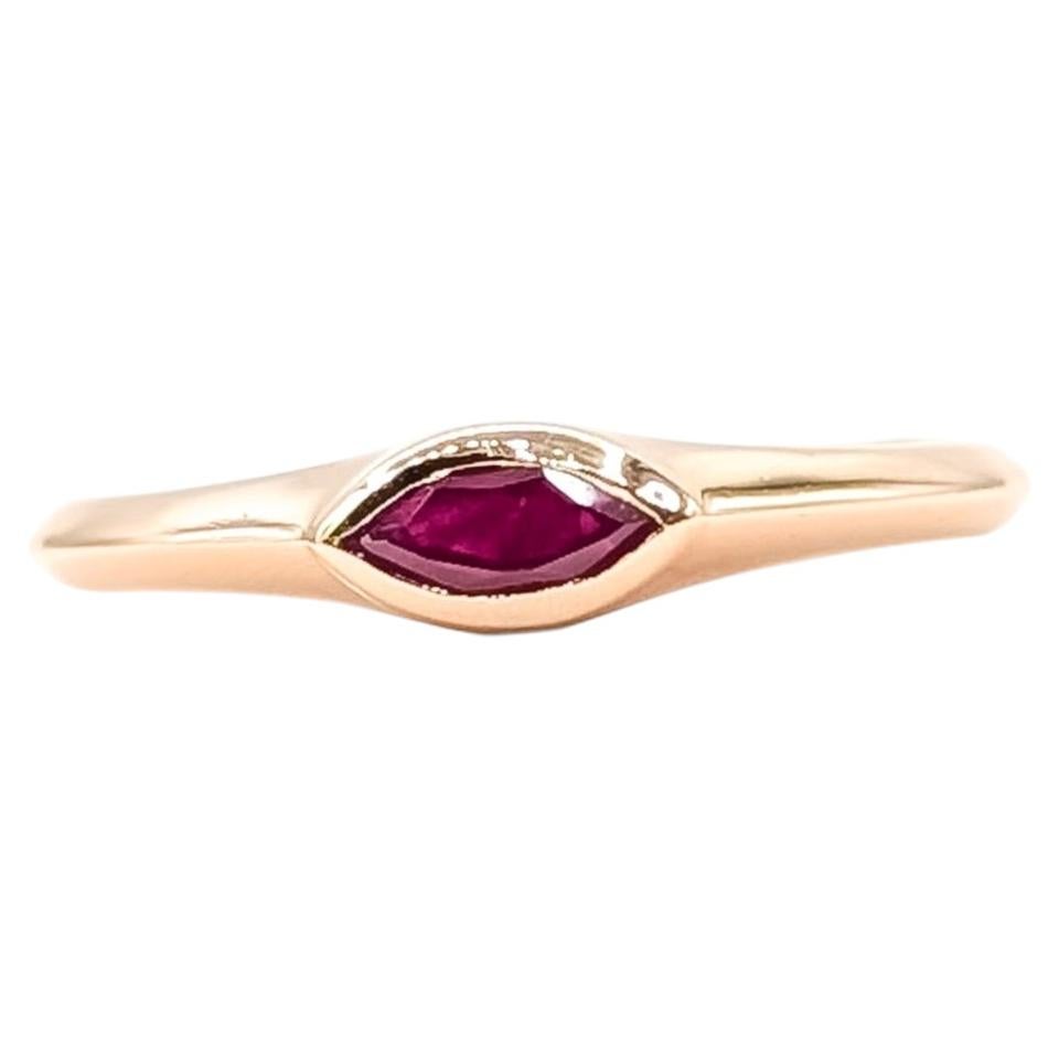 Marquise Ruby Solitaire Ring in 14k Rose Gold