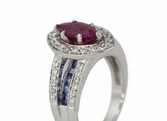 Marquise Ruby with Diamond Halo and Sapphire Channel-Set Band