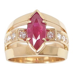 Marquise Ruby with Diamond Ring Set in 18 Karat Rose Gold Settings