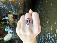 Marquise Ruby with Diamond Ring Set in 18 Karat White Gold Setting
