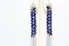 Marquise Sapphire and Diamond Hanging Earrings