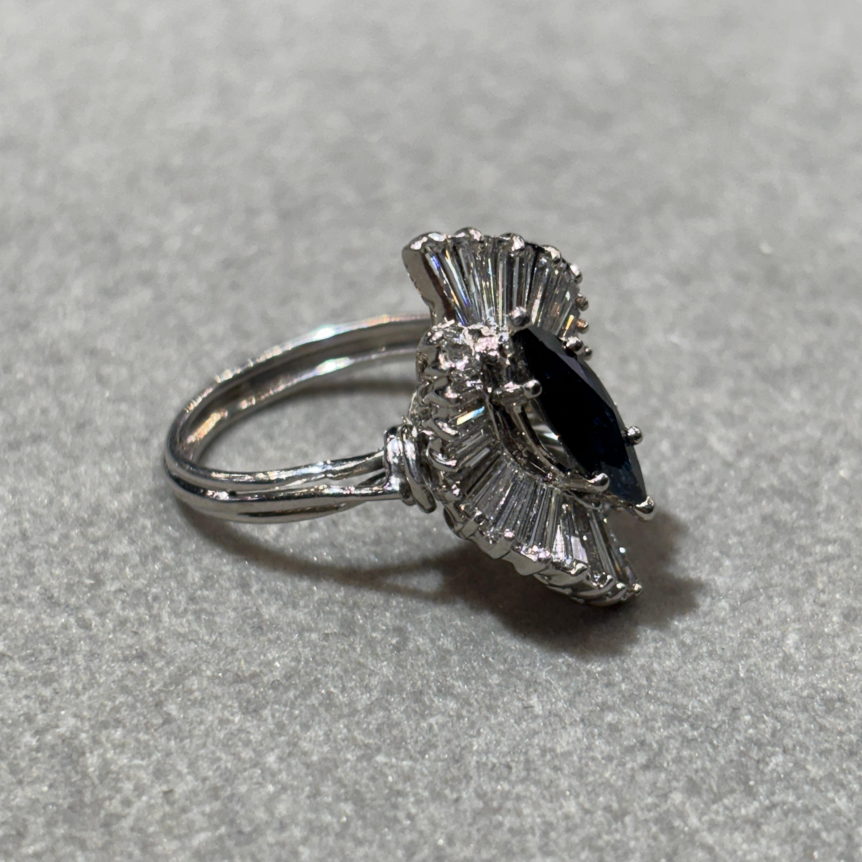 Bague ballerine saphir marquise en vente 2