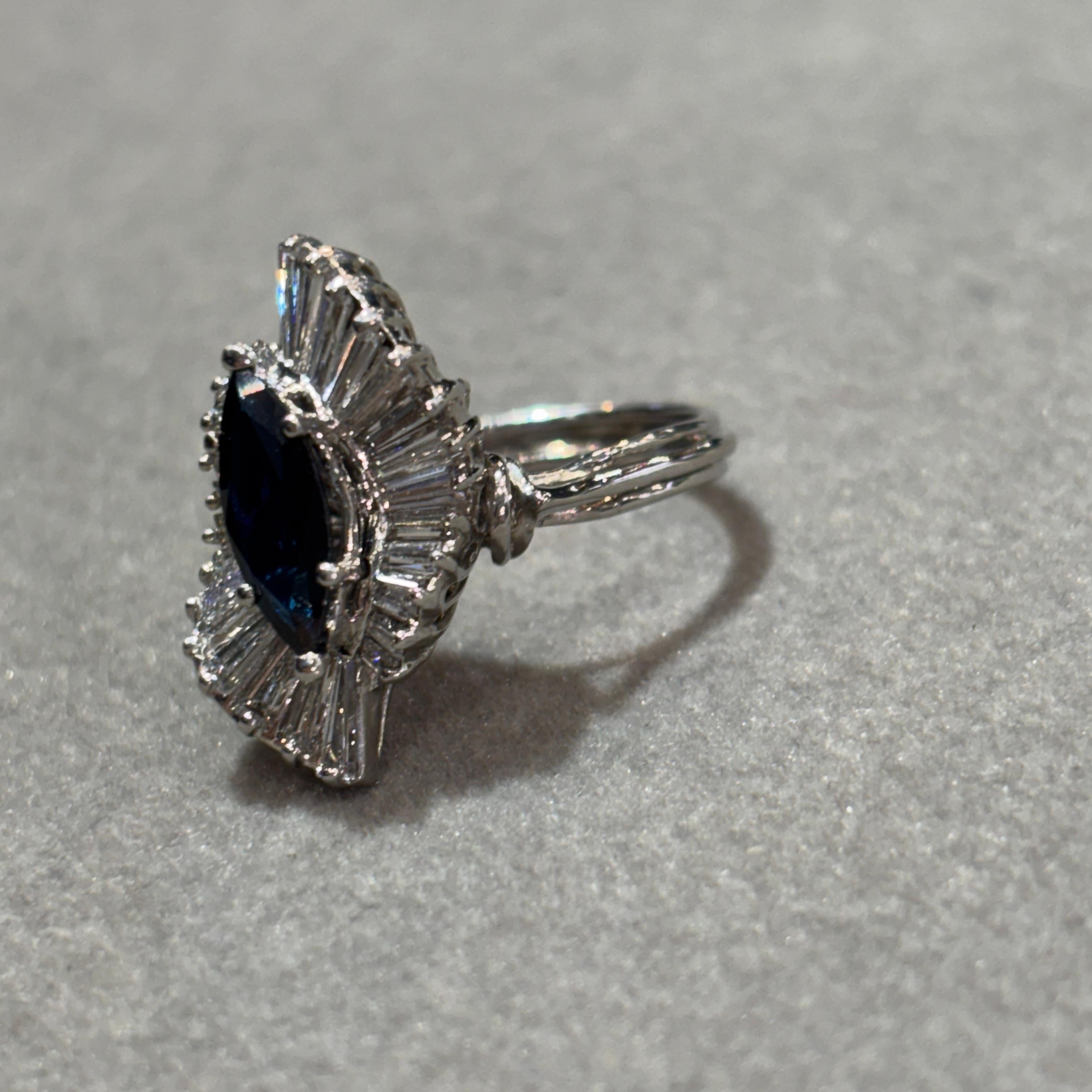 Bague ballerine saphir marquise en vente 4