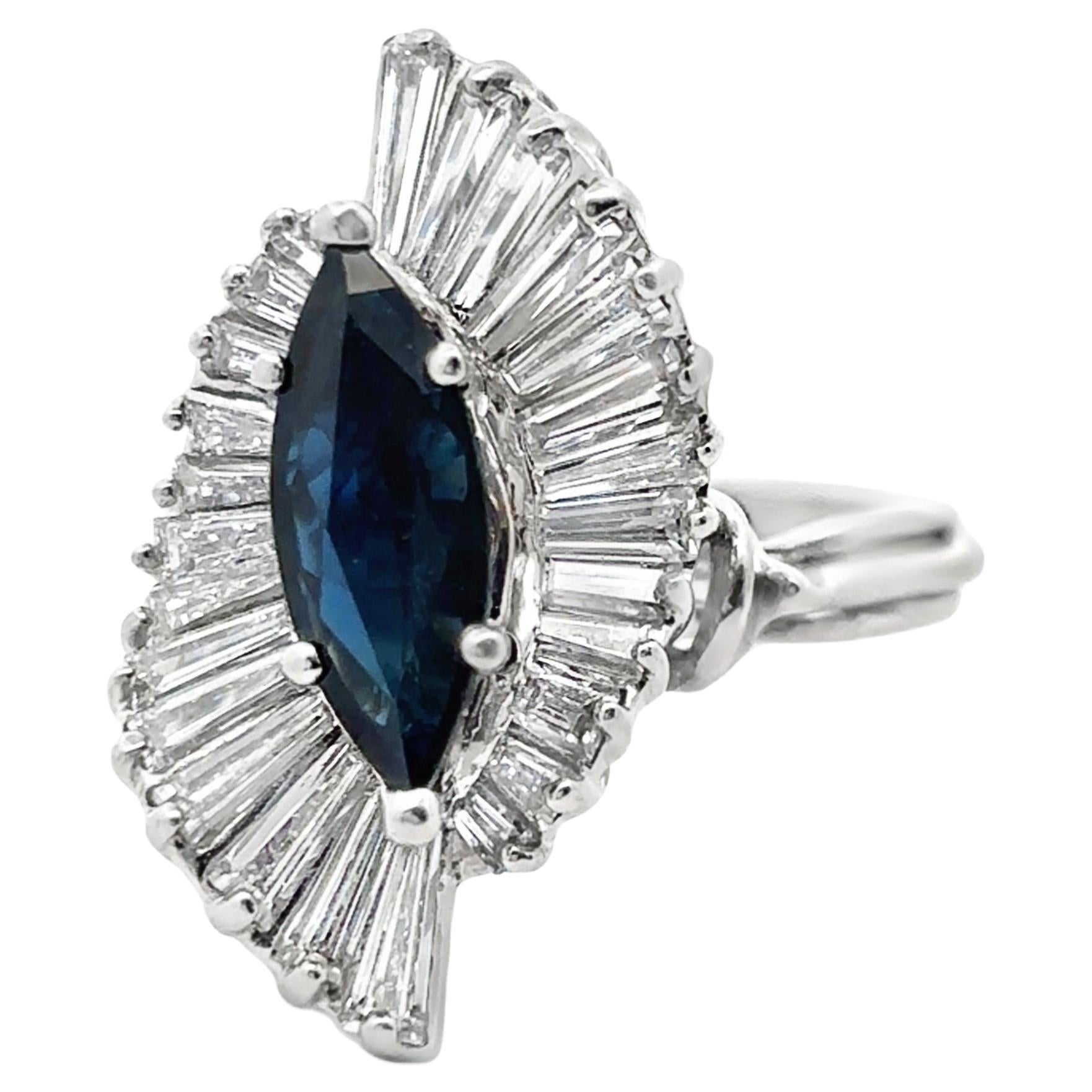 Bague ballerine saphir marquise en vente