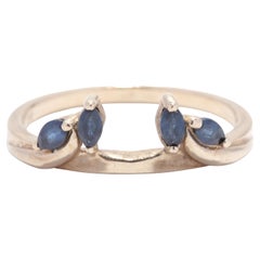 Vintage Marquise Sapphire Wrap Ring Guard, Stackable Ring Jacket
