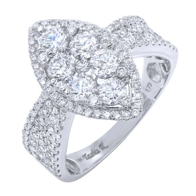 Five-Row Statement Cluster Diamond Ladies Ring 4.39 Carat For Sale at ...