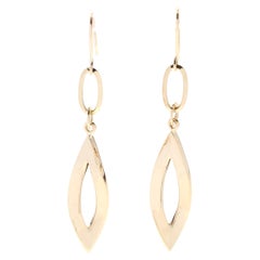Marquise Shape Dangle Earrings, 14K Yellow Gold, Simple
