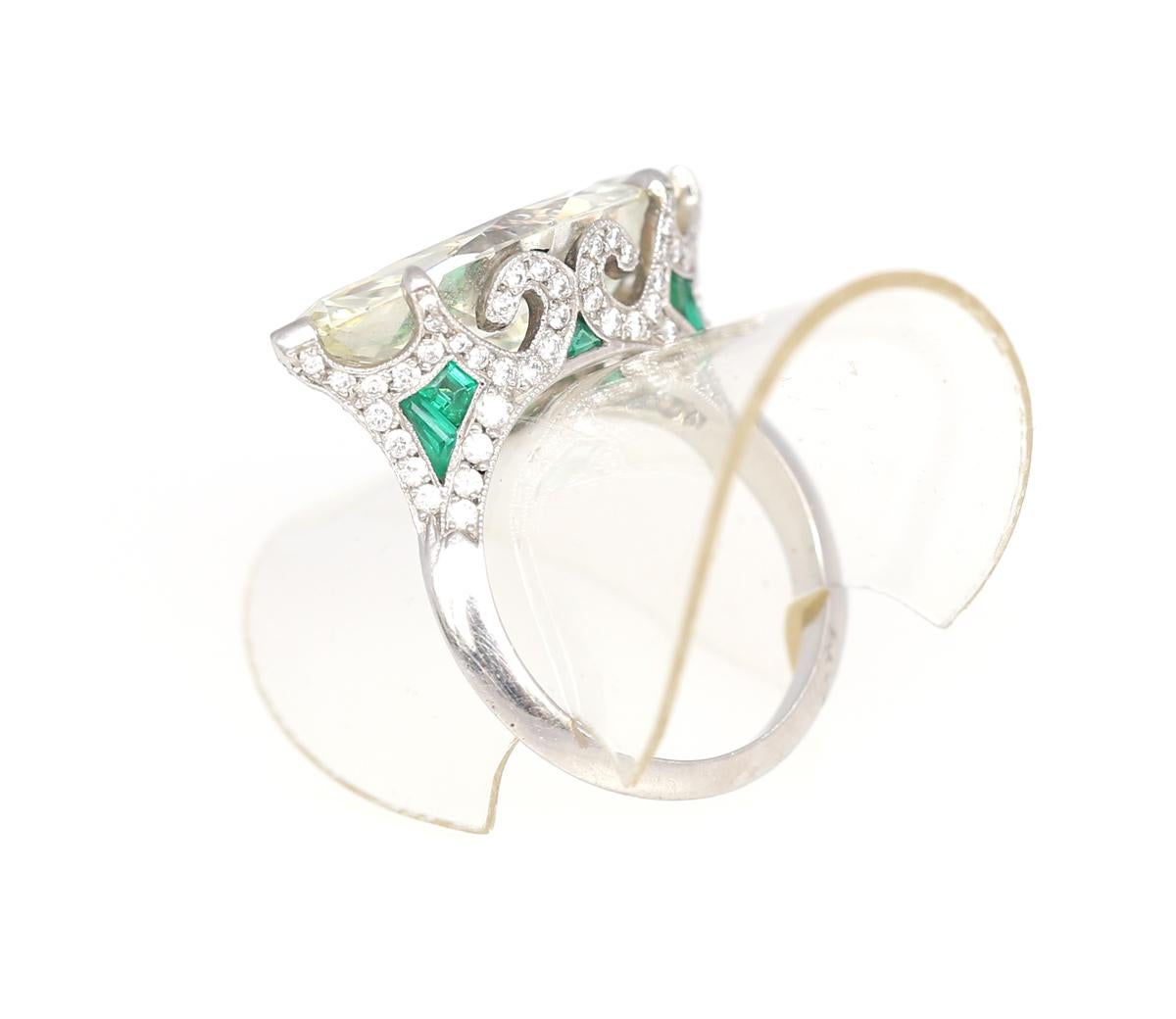 8.15 Carat GIA Certified Marquise Shape Diamond Emerald Ring, 1940 6