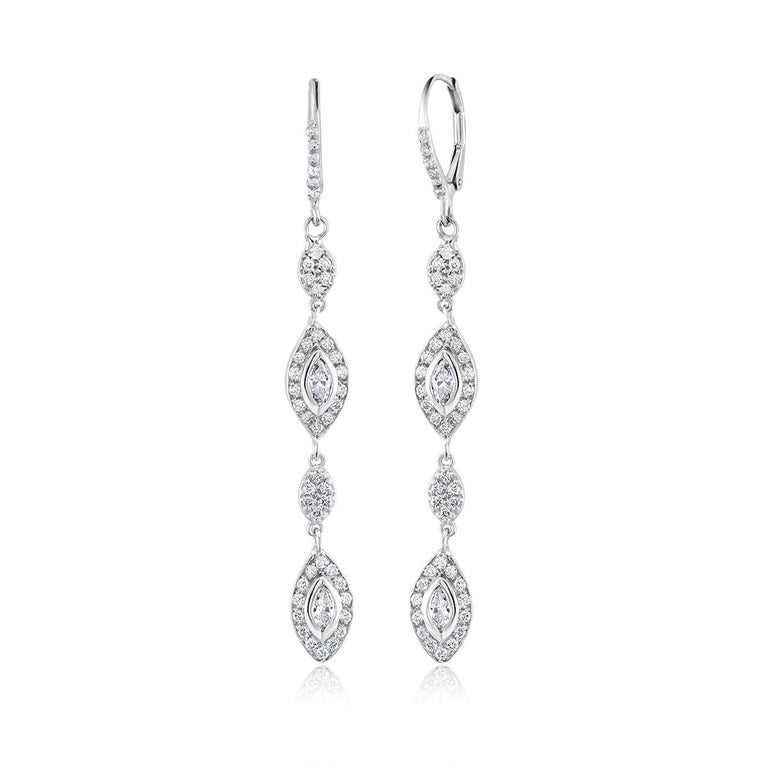 Marquise Shape Diamond Hoop Drop Earrings Weighing 1.47 Carat For Sale ...