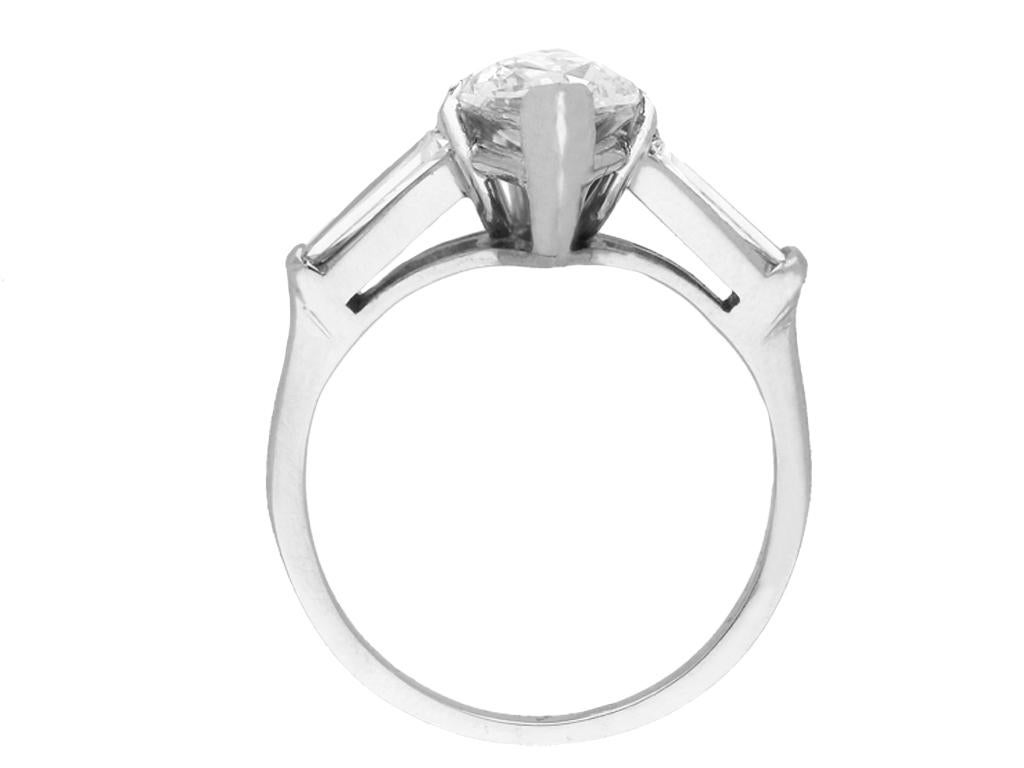 Retro Marquise Shape Diamond Ring, circa 1950 For Sale