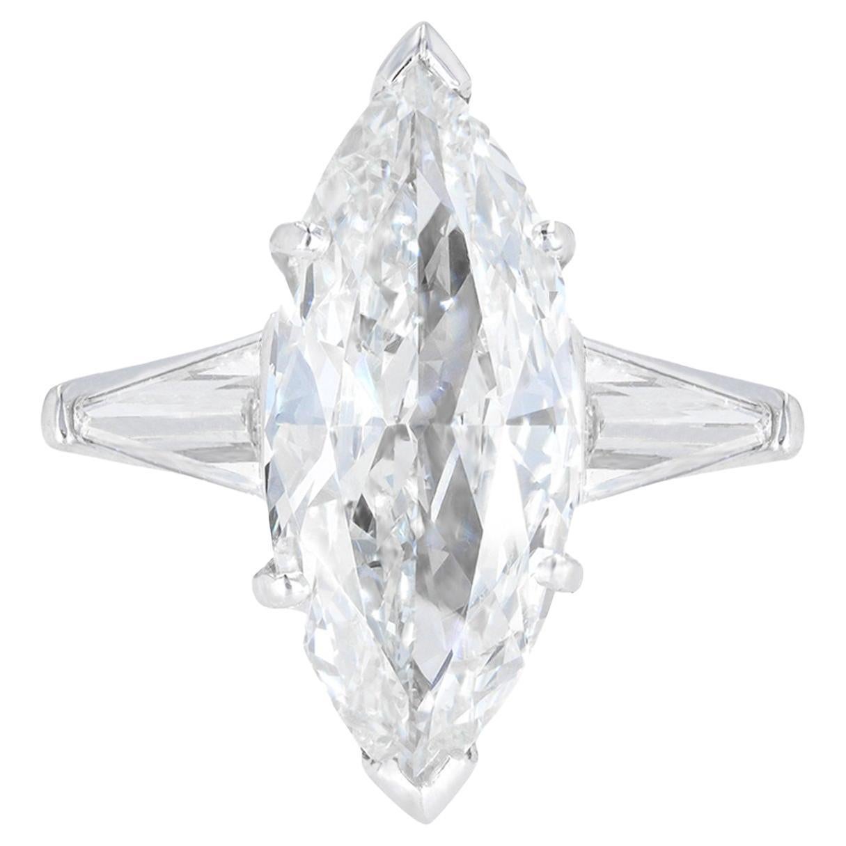 Diamantring in Marquiseform, um 1950