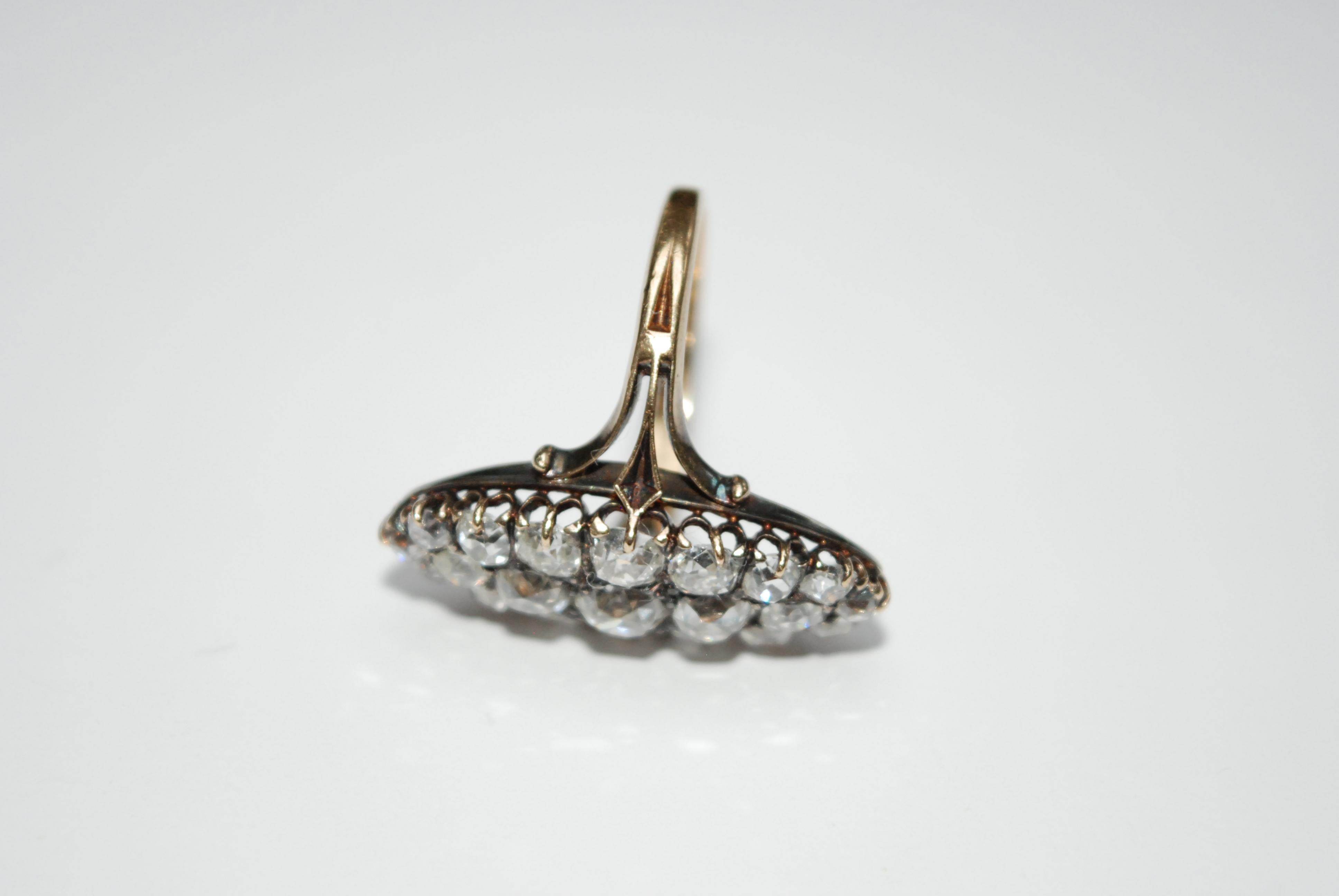 Marquise Diamantring, spätes 19. Jahrhundert (Antiker Kissenschliff)