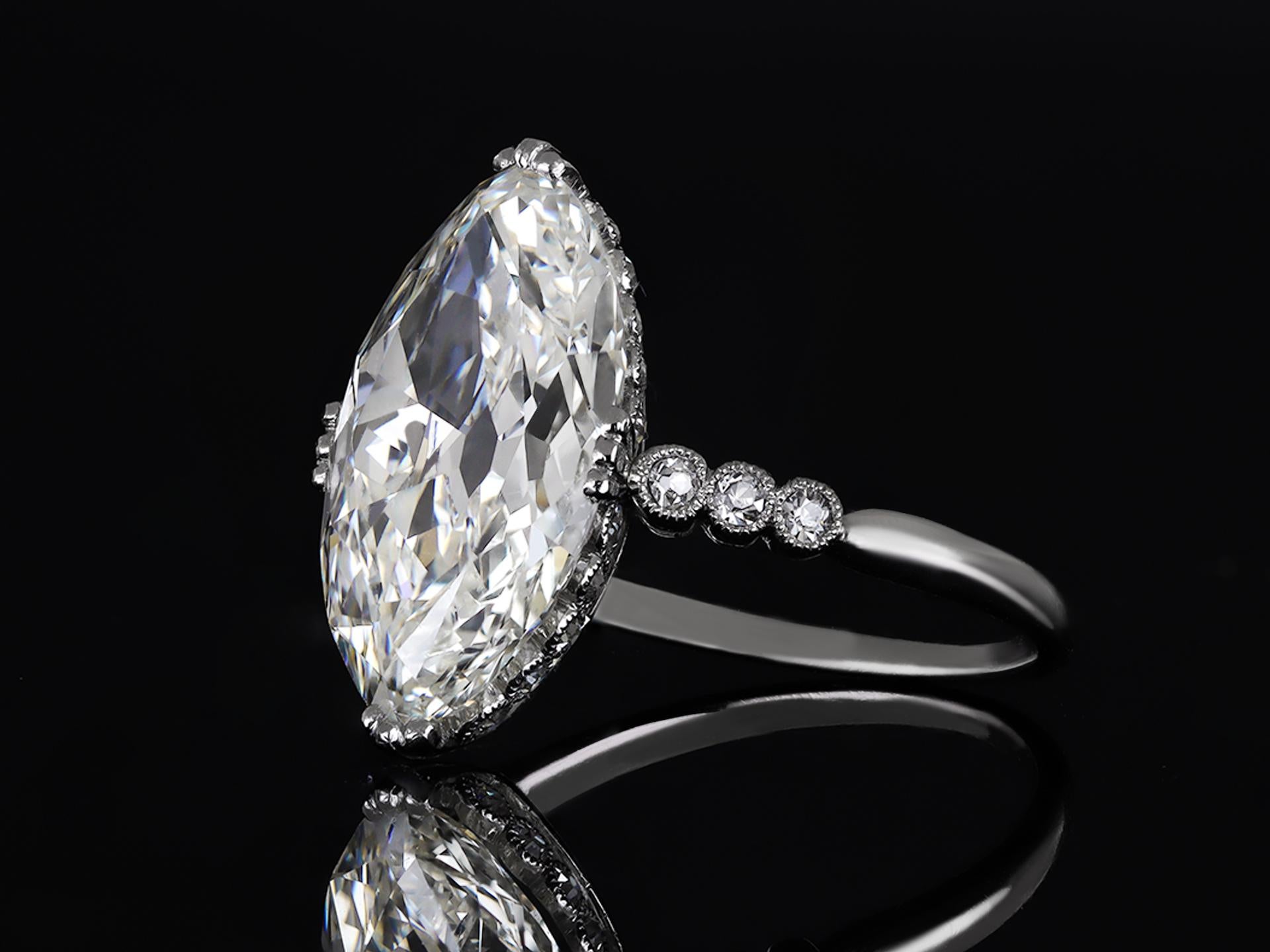 Marquise Cut Marquise Shape Diamond Ring, French, circa 1920. For Sale