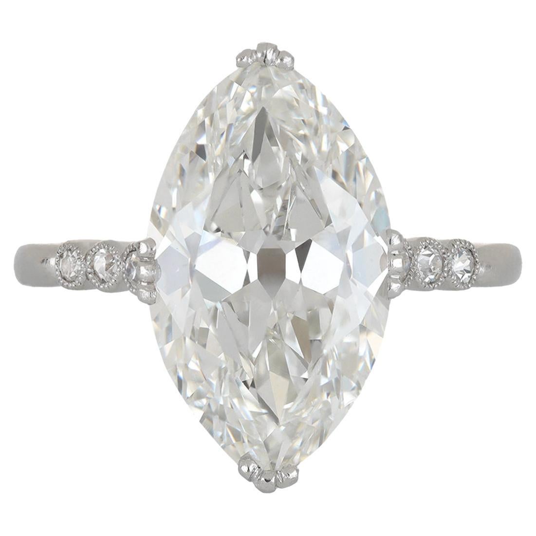 Marquise Shape Diamond Ring, French, circa 1920.
