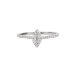 Illusion Marquise Diamond Studded in 14K Solid White Gold Ring Engagement Ring