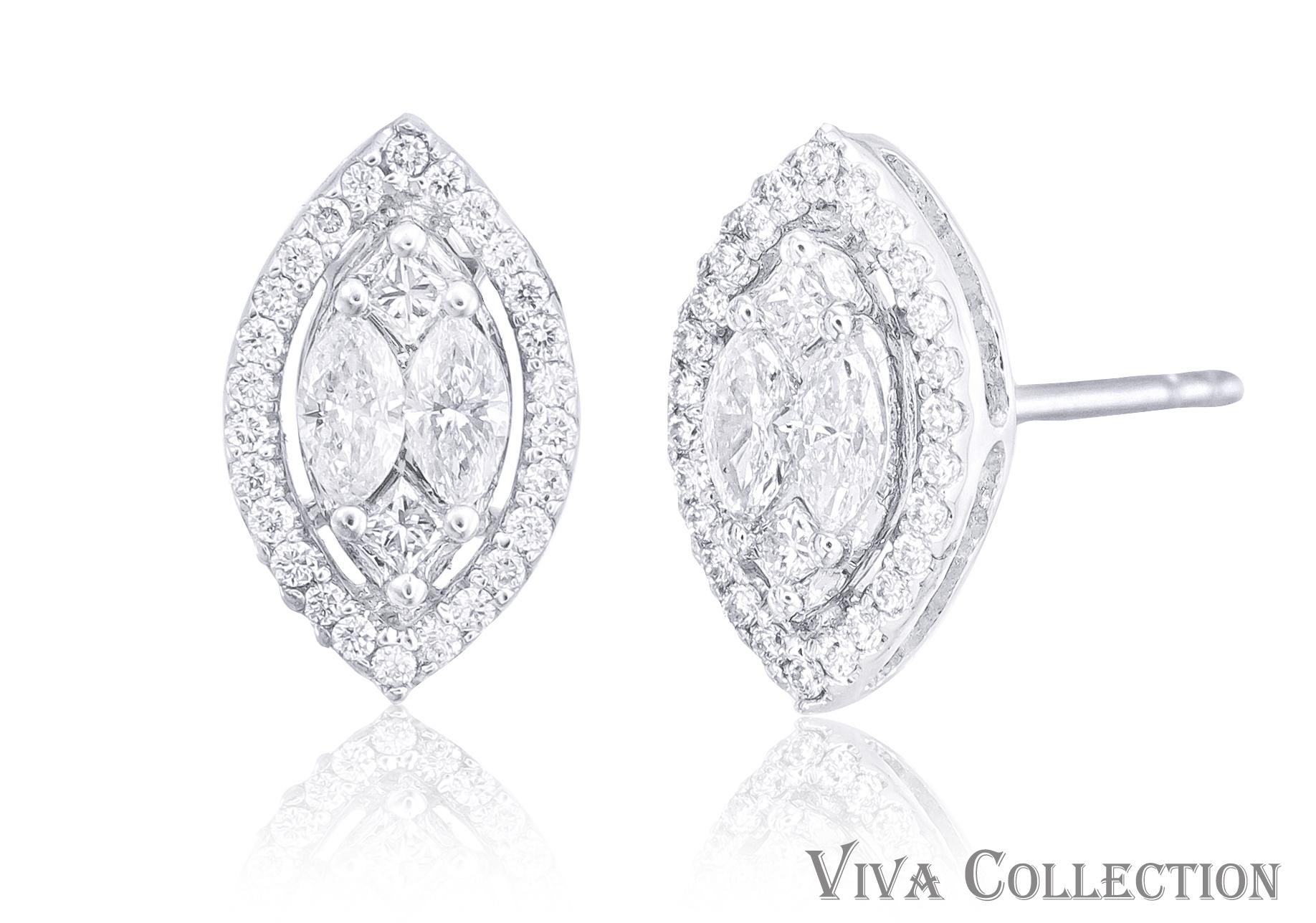 Carefully handcrafted, delicately cut and effortlessly elegant, this 18K white gold statement stud earring are a collector-friendly piece of jewellery. Using the prong setting , the earrings features round brilliant cut diamonds that glisten and