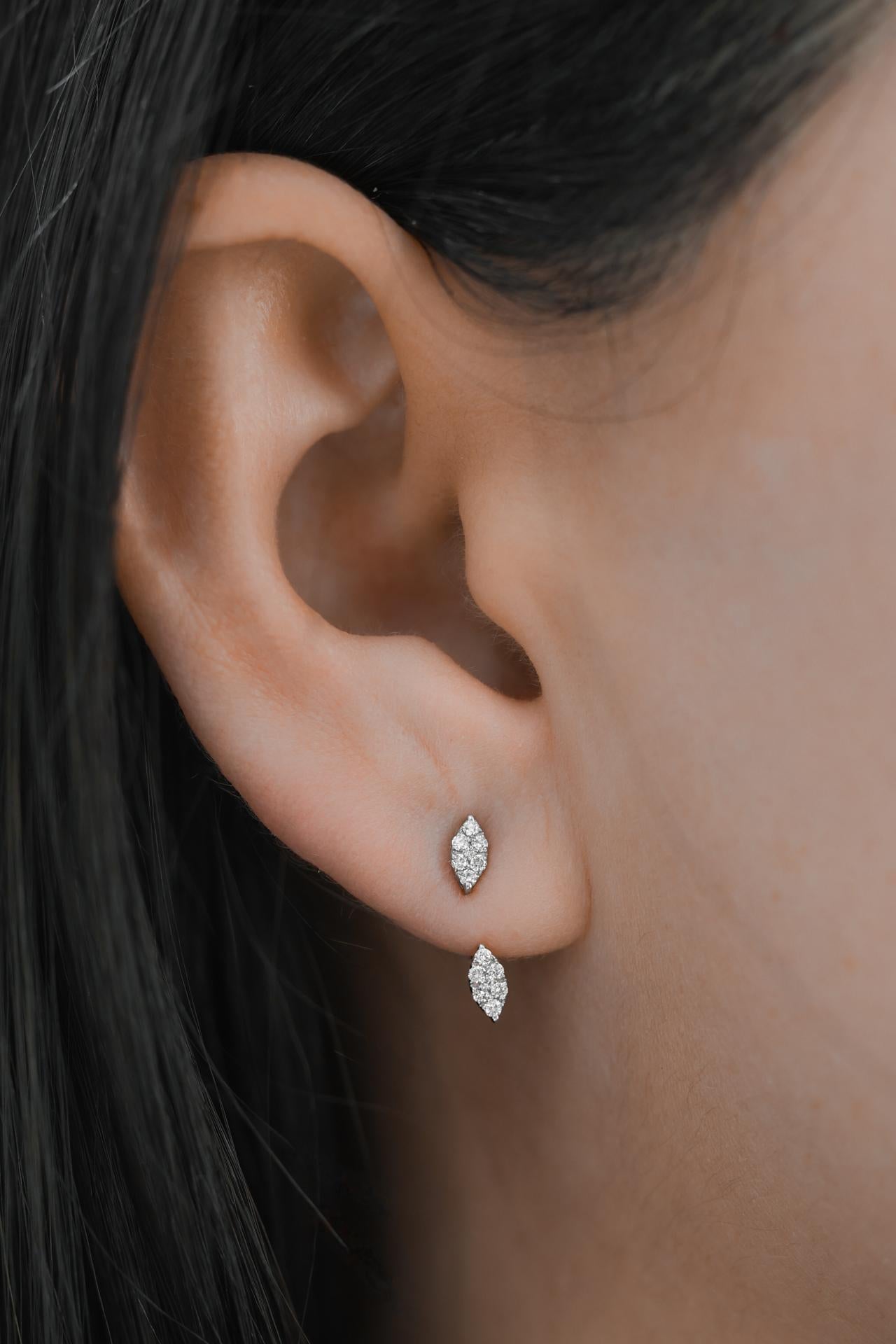 Marquise Shape Jacket Earrings 0.19 cts. In New Condition For Sale In Los Angeles, CA