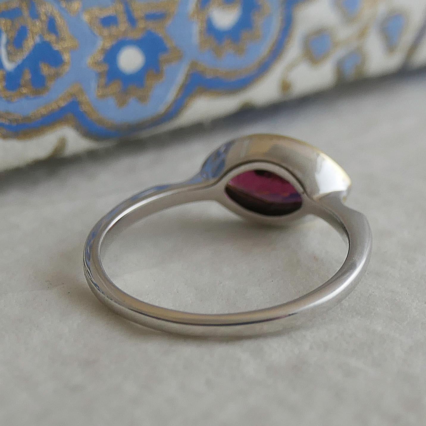 Marquise Shape Pink Tourmaline 14ktYellow Gold and Sterling Silver Ring Size 7 In New Condition For Sale In Oslo, 03