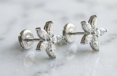 Marquise Shape Platinum Diamond Cluster Stud Earrings