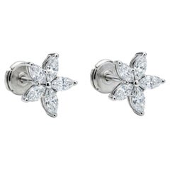 Orecchini a grappolo di diamanti in platino a forma di marquise