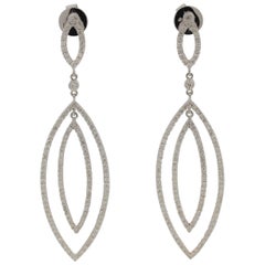 Marquise-Shaped Diamond Gold Drop Earrings