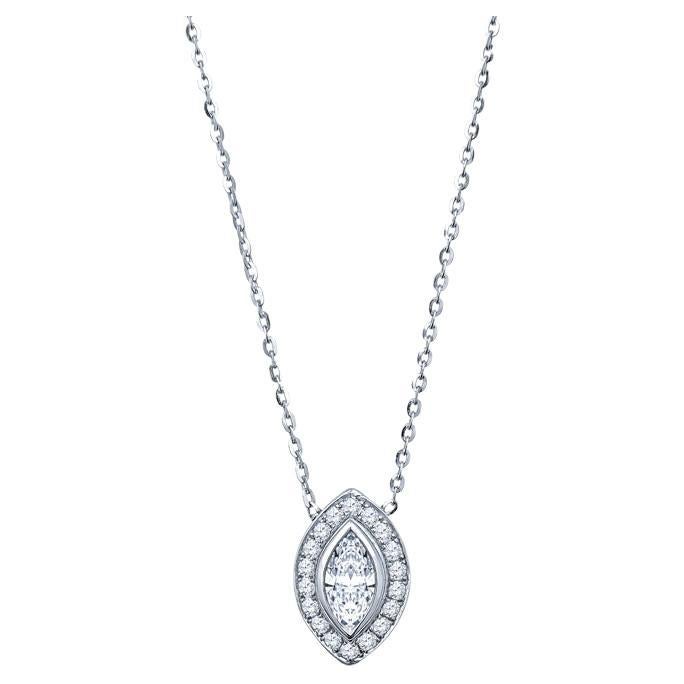Marquise Shaped Diamond Halo Pendant Necklace