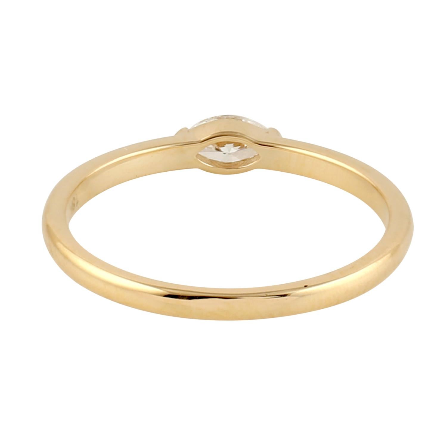 Mixed Cut Marquise Shaped Diamond Solitaire Band Ring Made In 18k Yellow Gold
