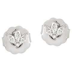 Marquise Shaped Diamonds Minimal Studs In 14k White Gold