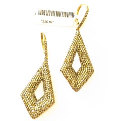 Marquise Shaped Pave Fancy Diamonds Dangle Earrings Made in 18k Gold & Silver