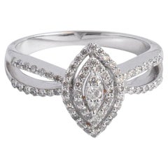 Marquise Shaped Ring in 18k Solid White Gold with Diamonds