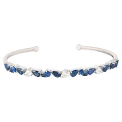 Marquise Shaped Sapphire & Diamond Bangle Made In 18k Gold