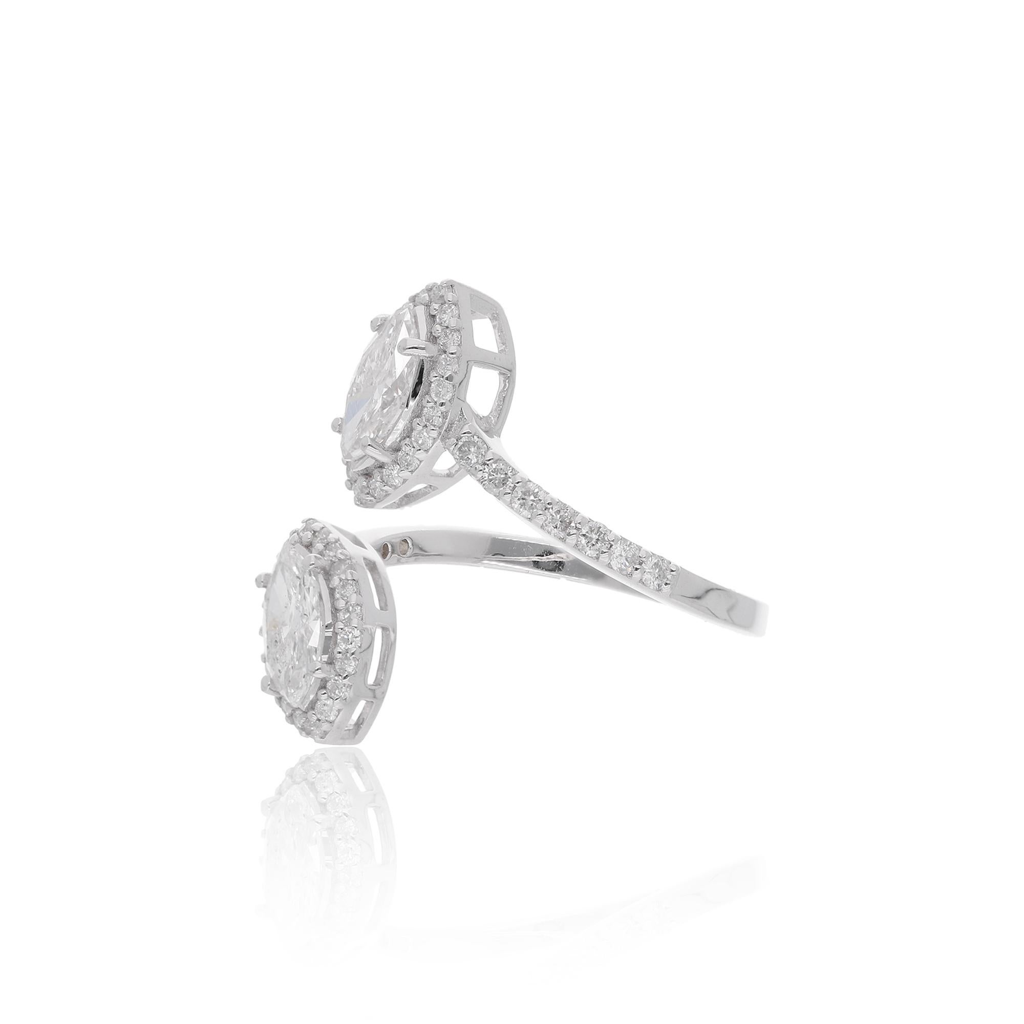 En venta: Anillo de oro blanco macizo de 14 quilates con halo abierto de diamantes marquesa SI/H de 1,19 quilates  7