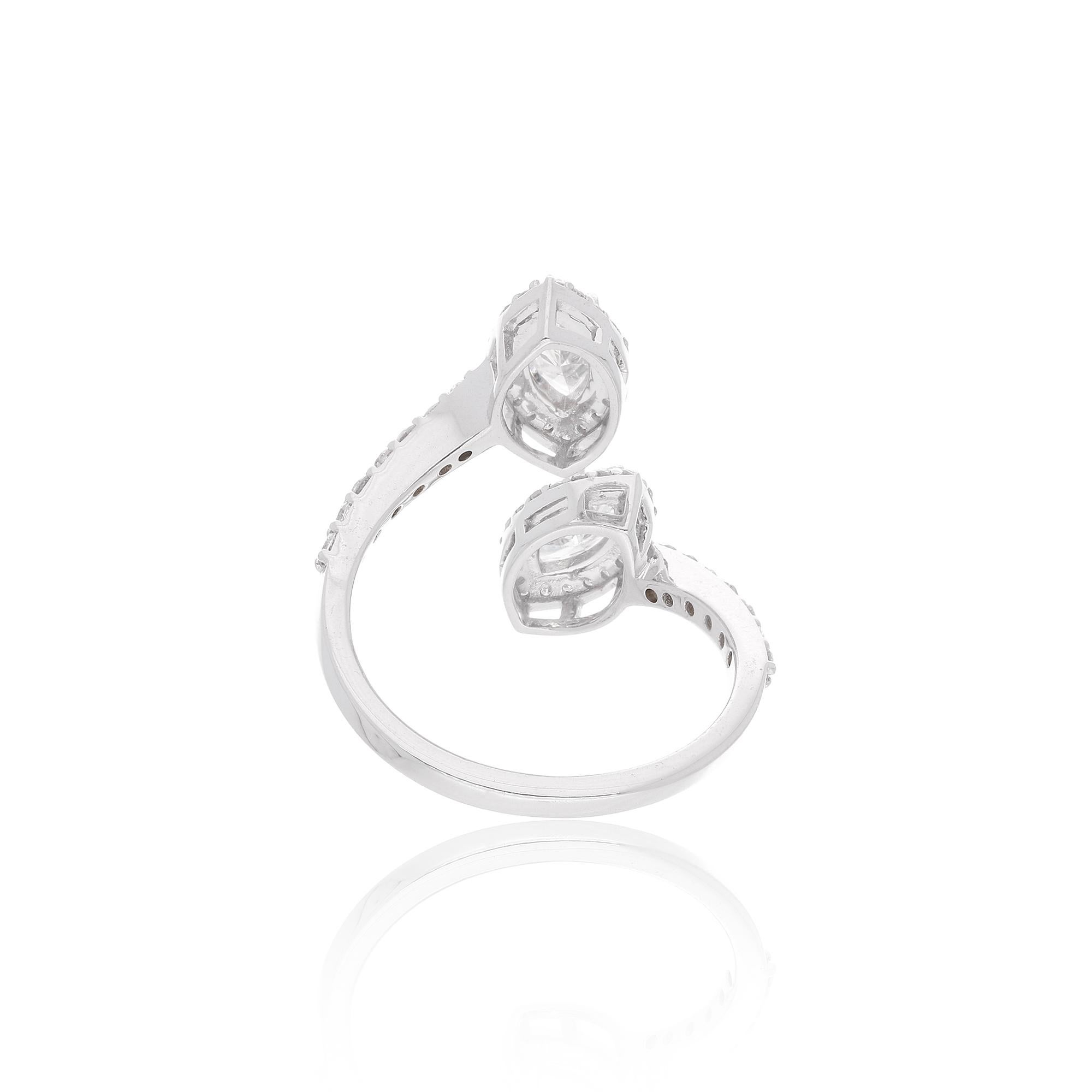 En venta: Anillo de oro blanco macizo de 14 quilates con halo abierto de diamantes marquesa SI/H de 1,19 quilates  8