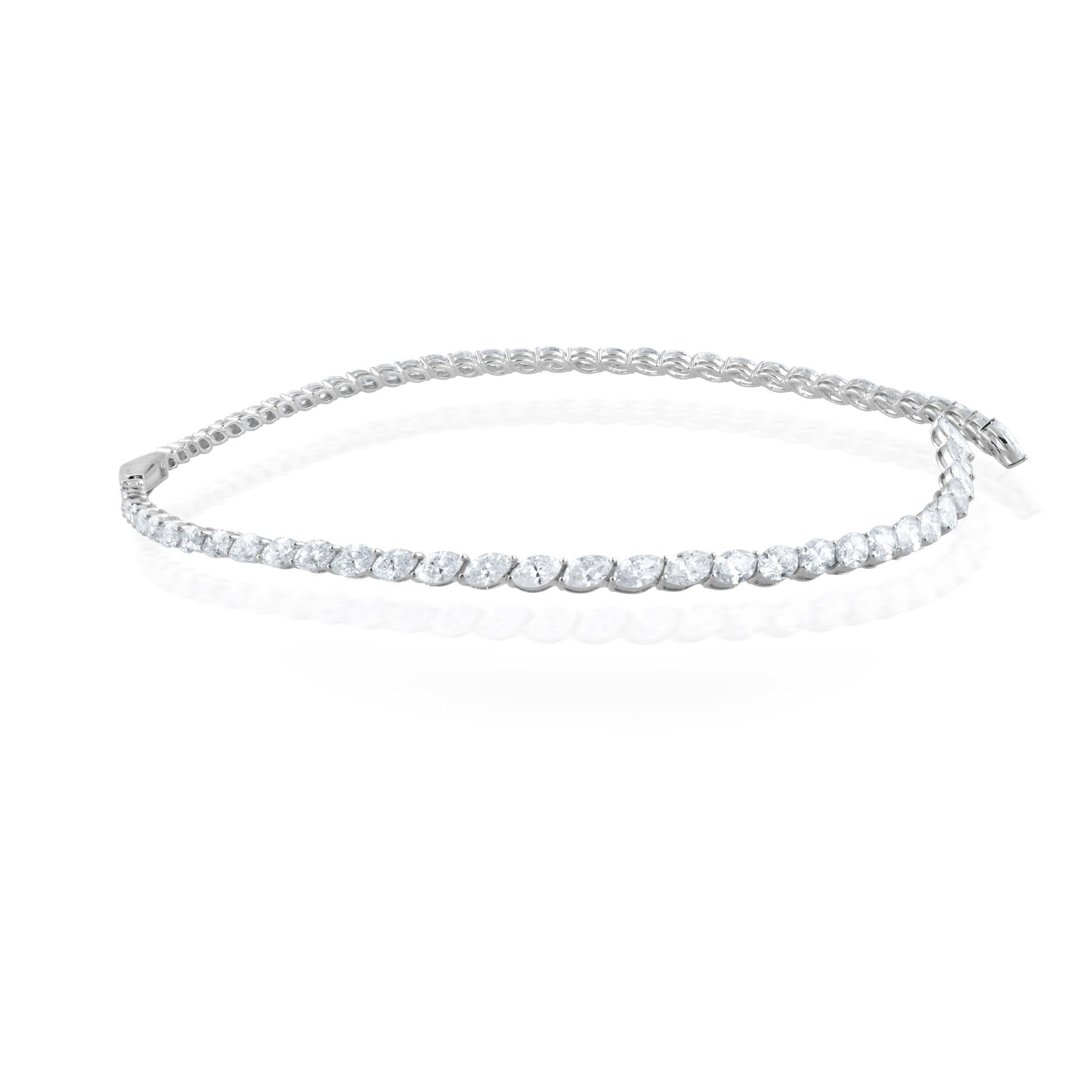 Marquesa SI/H 22.43Ct Collar Gargantilla de Diamantes para Esposa Fino Oro Blanco Macizo 18k Corte marquesa en venta