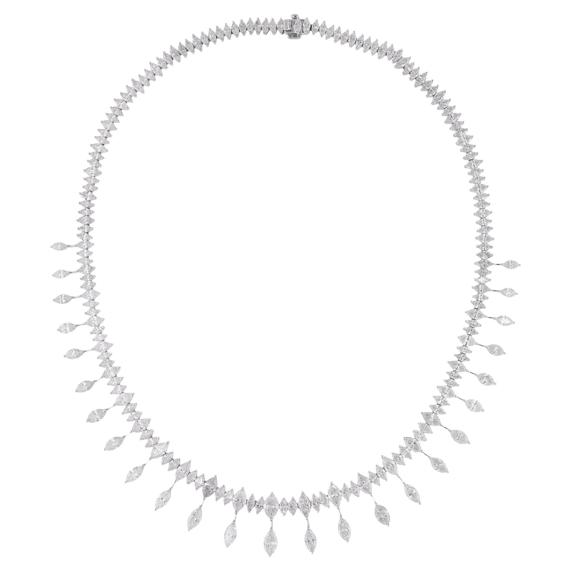 Marquise SI/H 26.36Ct Collana nuziale a girocollo di diamanti in oro bianco 18k Gioielli