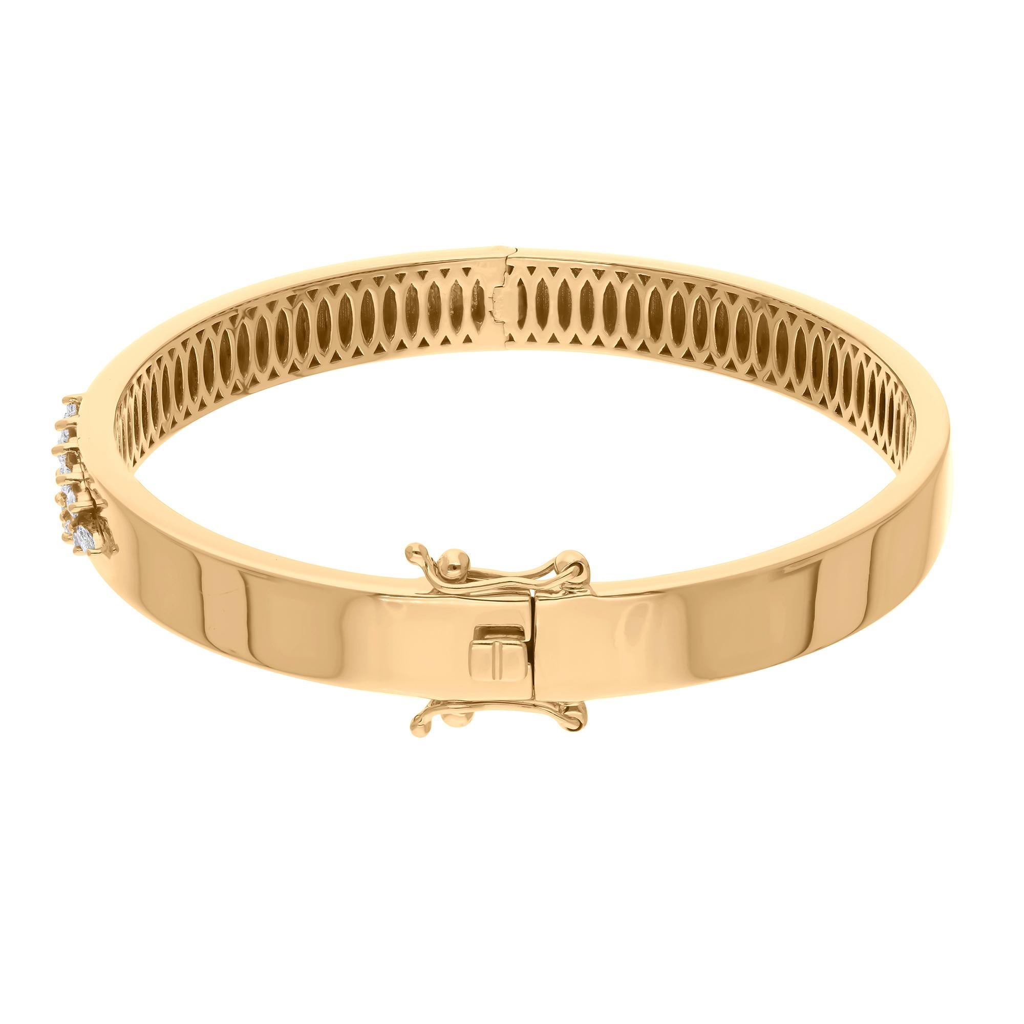 Taglio marquise Bracciale con cluster di diamanti Marquise SI/H in oro giallo 14k Tutte le tariffe sono pagate in vendita