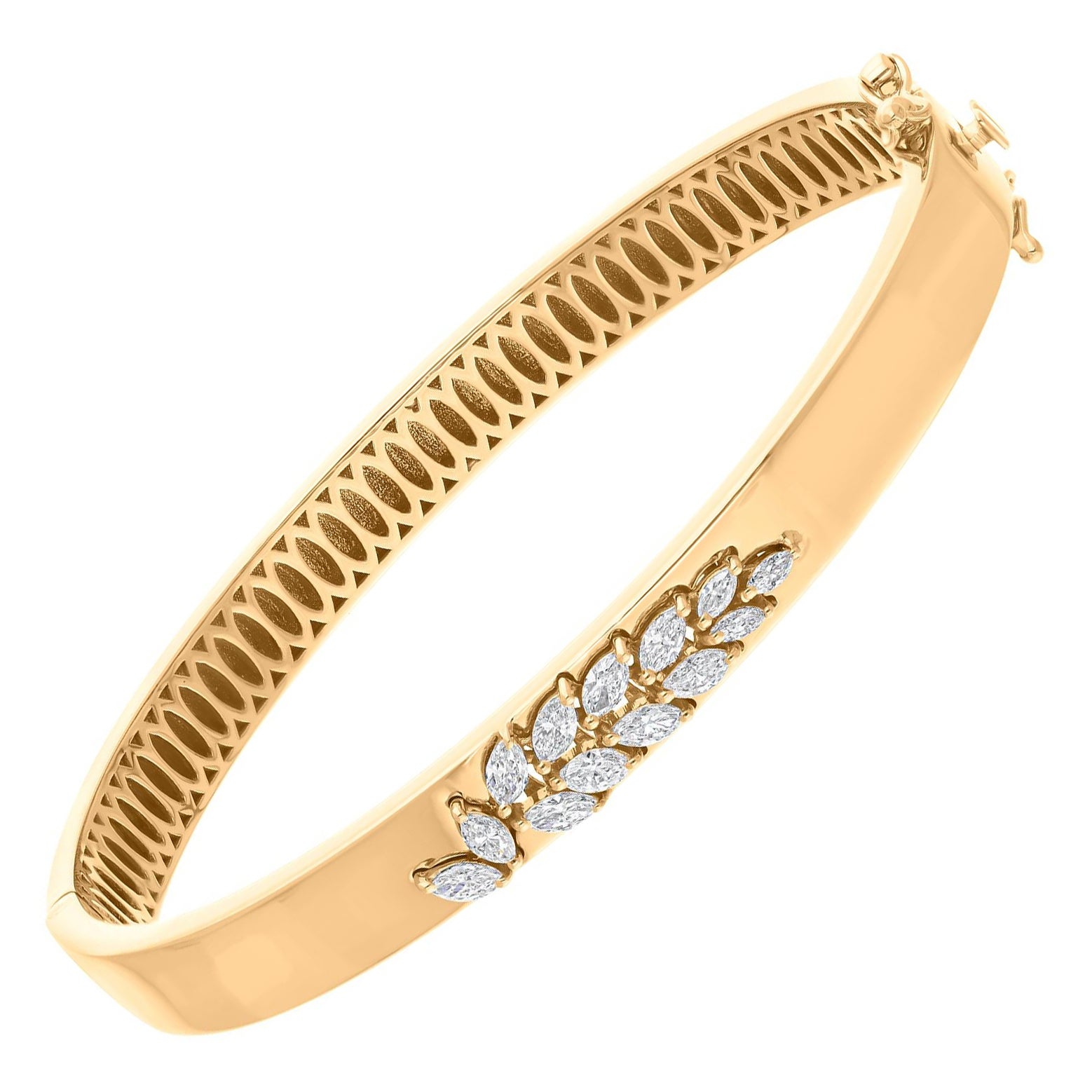 Bracciale con cluster di diamanti Marquise SI/H in oro giallo 14k Tutte le tariffe sono pagate