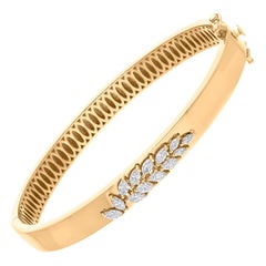 Bracciale con cluster di diamanti Marquise SI/H in oro giallo 14k Tutte le tariffe sono pagate