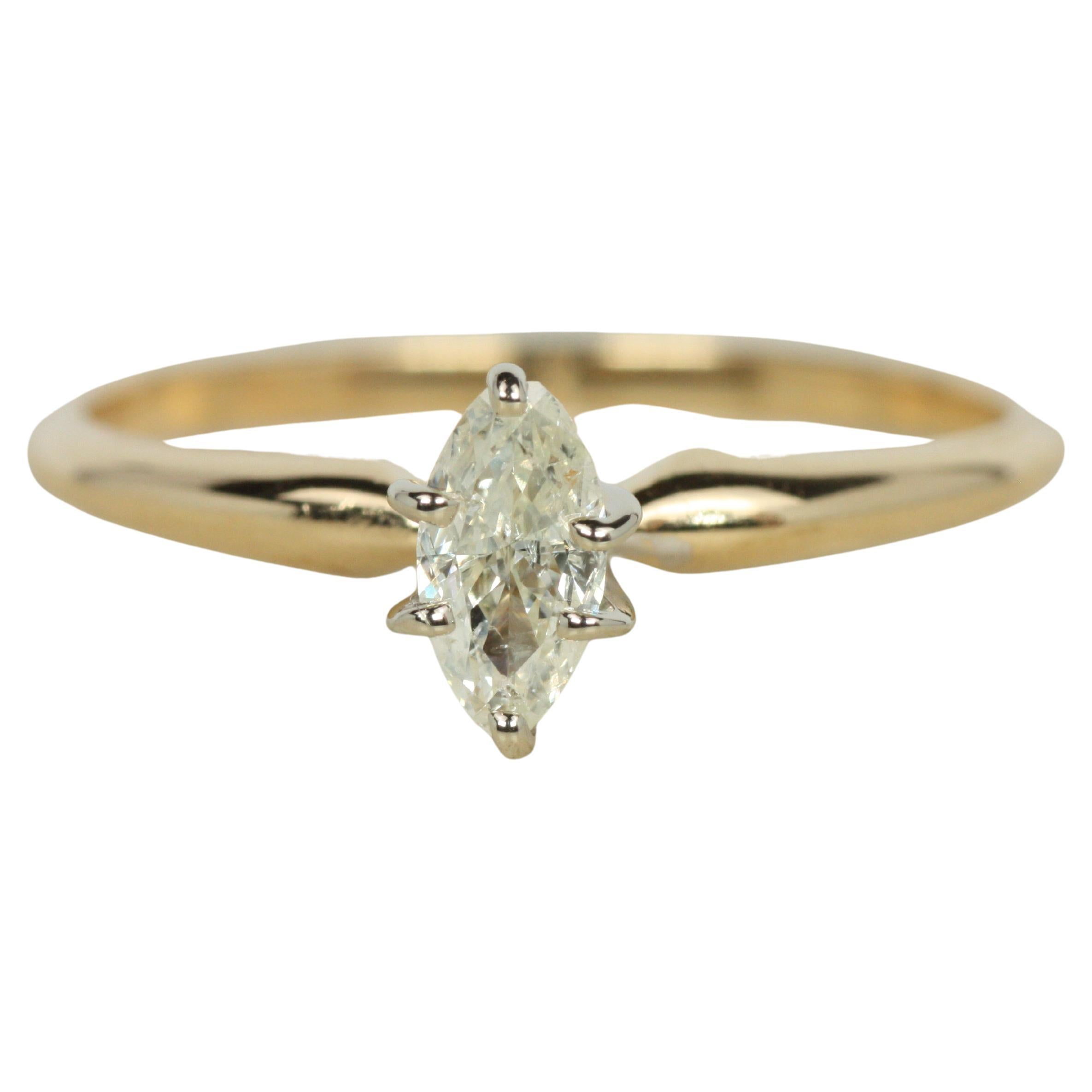 Anello di fidanzamento solitario Marquise - Diamante da 0,23 carati in oro 14K