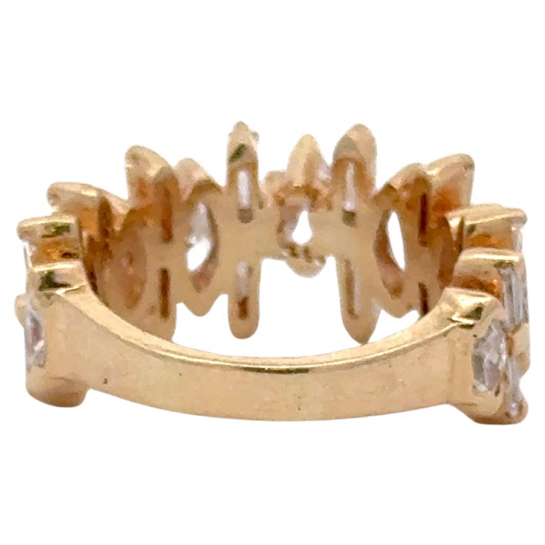 Taglio marquise Anello a mezza via Marquise e Baguette affusolata 3 carati in oro giallo 14 carati in vendita