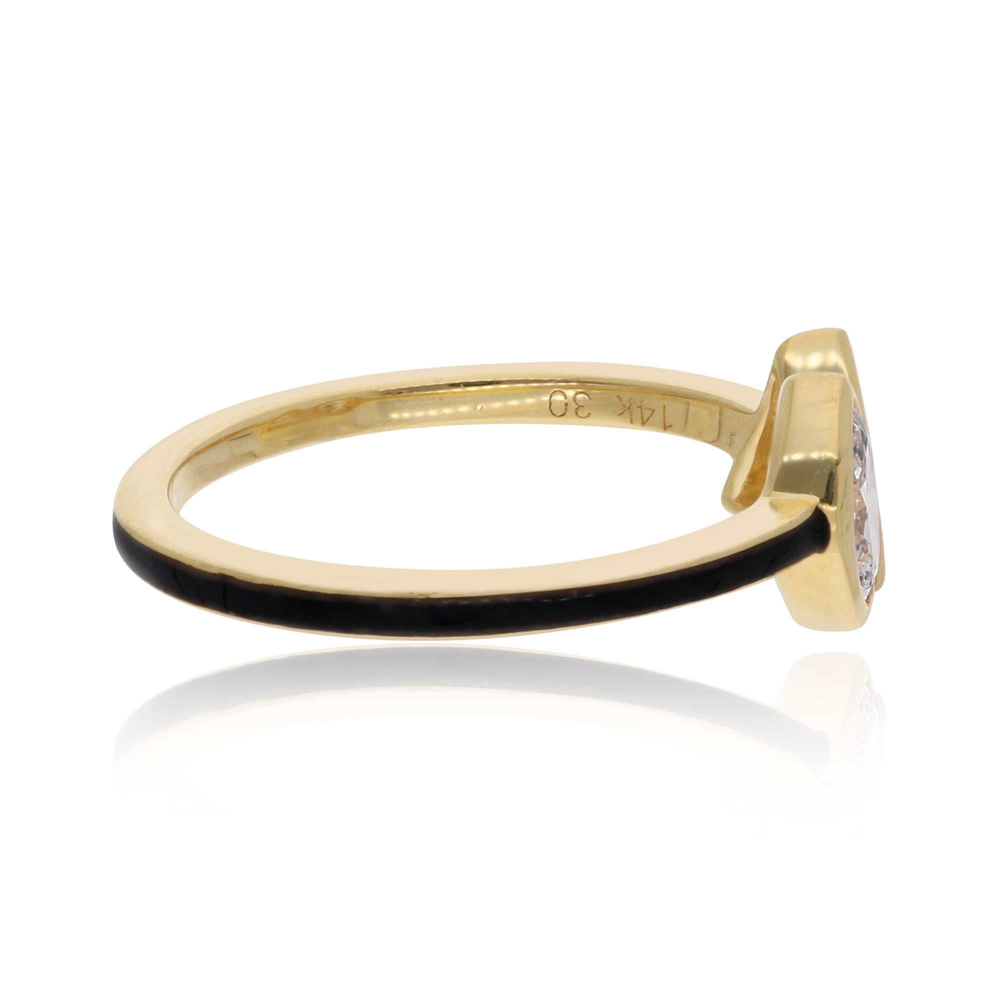 For Sale:  Marquise & Trillion Diamond Enamel Band Ring 14 Karat Yellow Gold Fine Jewelry 2