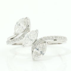 Anello con diamante Marquise Trio in oro massiccio 14k (certificato)
