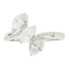 Marquise Trio Diamantring in 14k massivem Gold (zertifiziert)