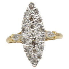 Marquise Two-Tone 18K Gold Diamond Navette Ring