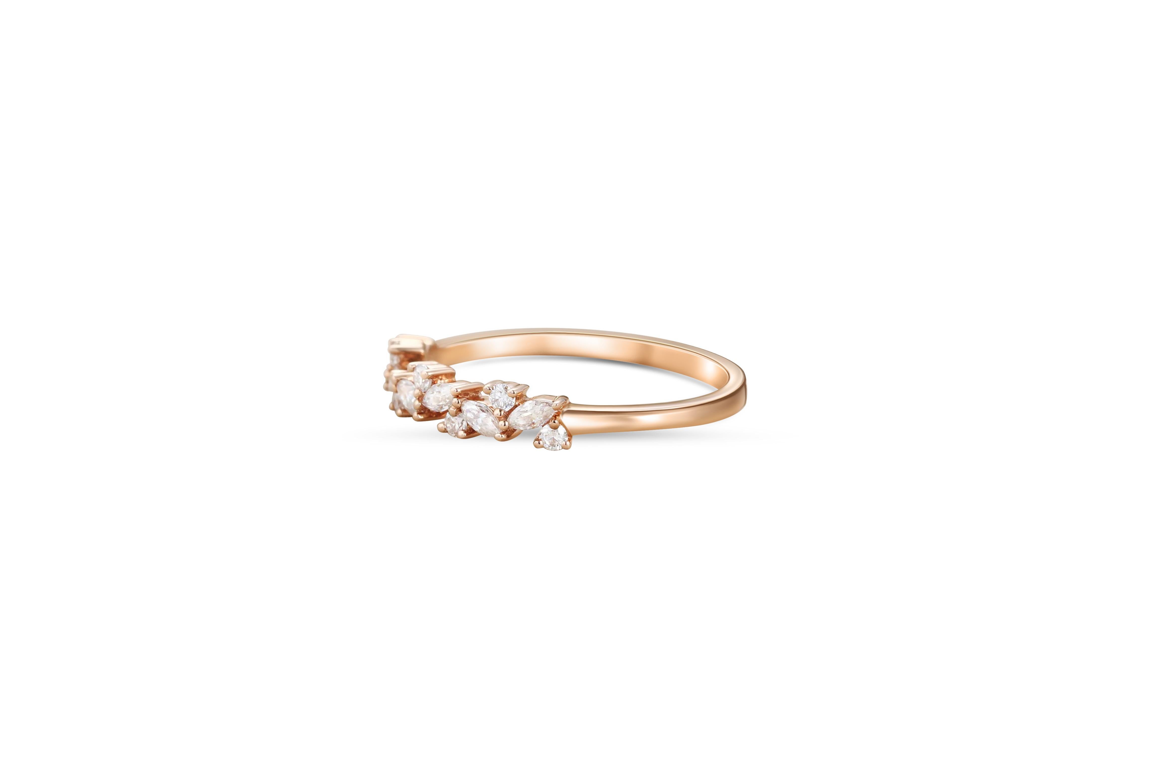Marquise Wedding 14k gold ring 2