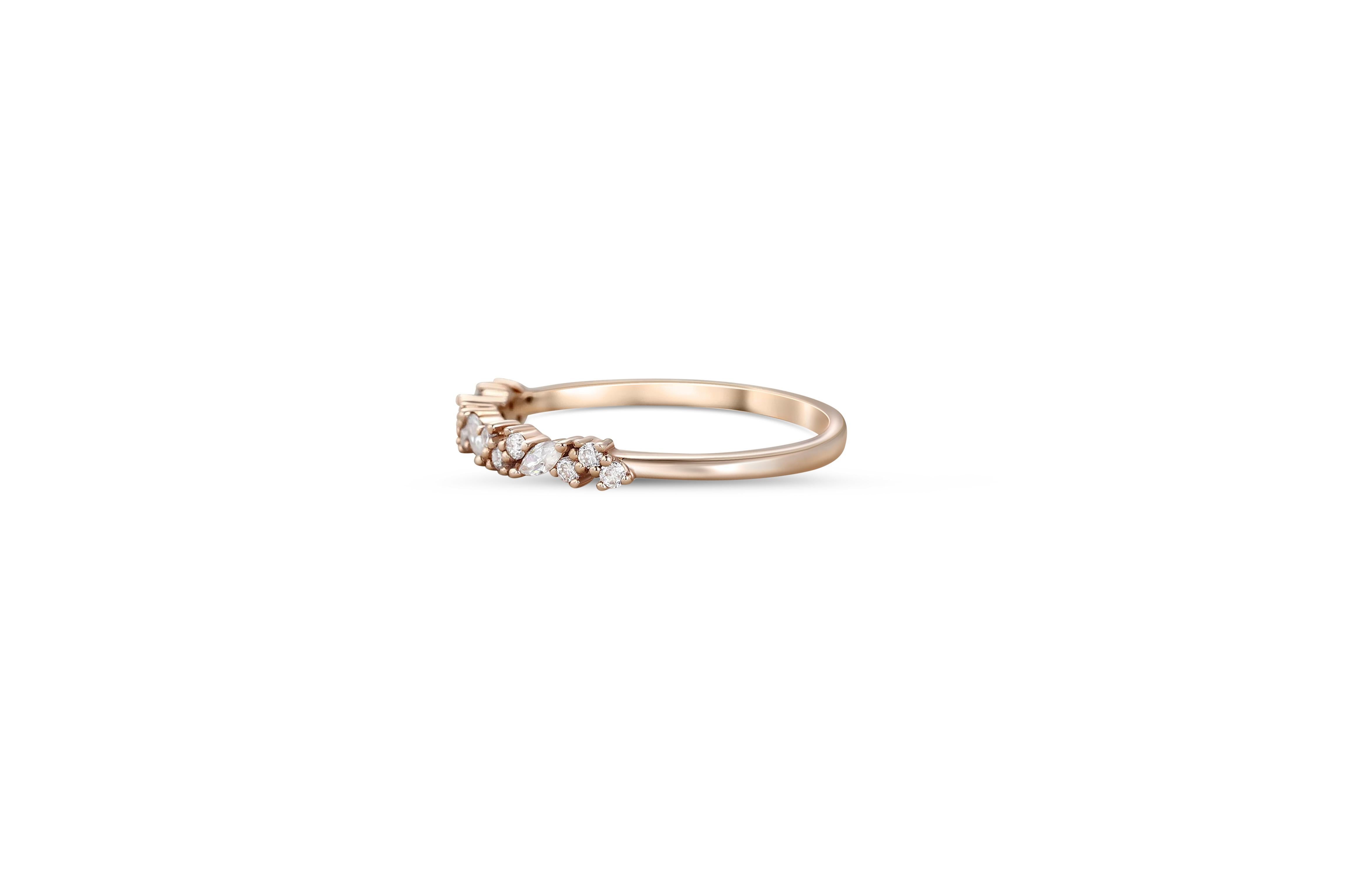 For Sale:  Marquise Wedding 14k gold ring 2