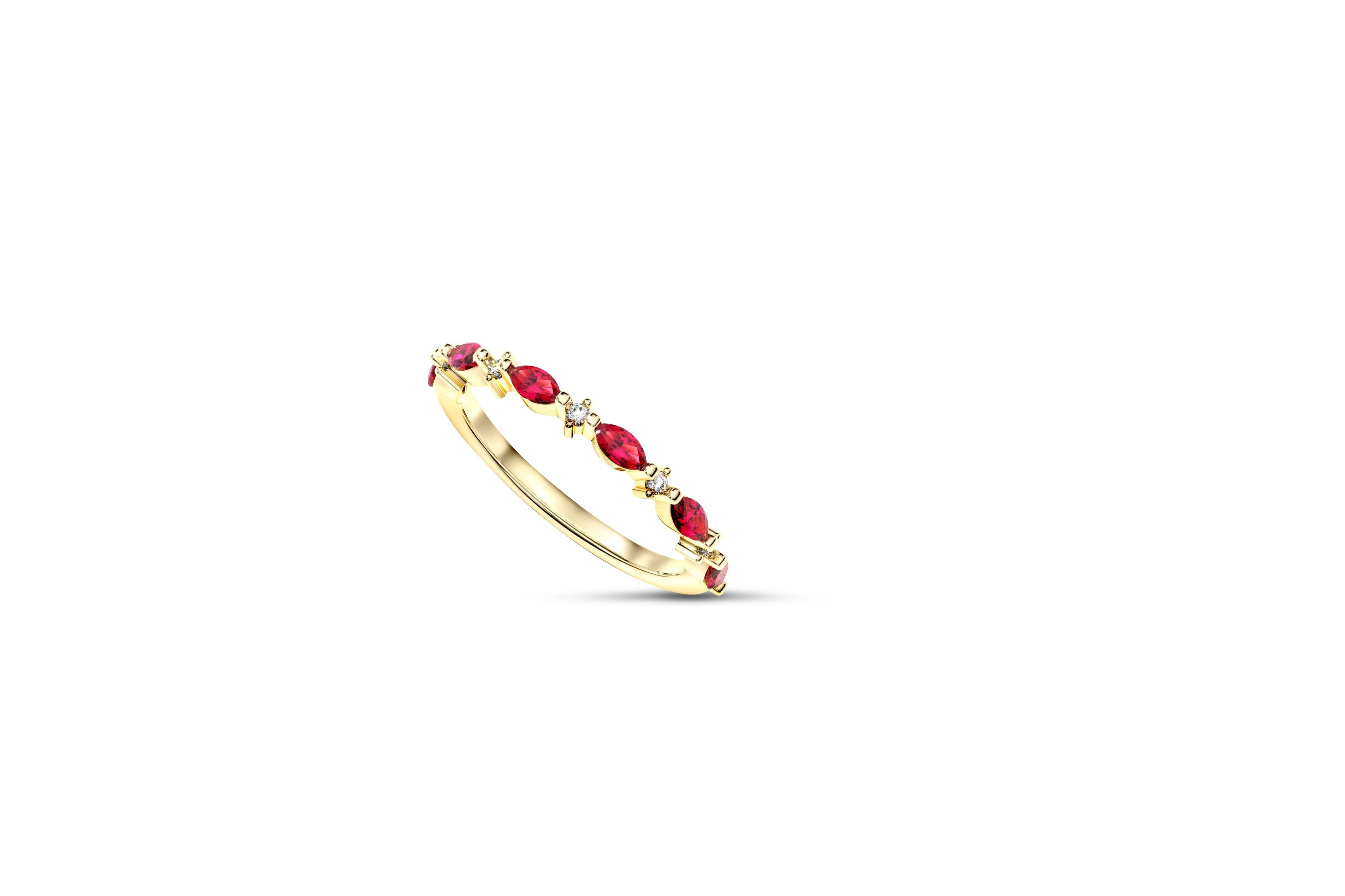 Modern Marquise Wedding 14k gold ring.